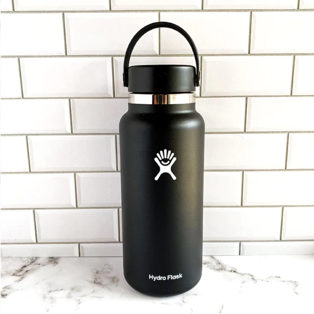 NEW Hydro Flask 32oz Wide Mouth w/ Flex Cap in BLACK NEW